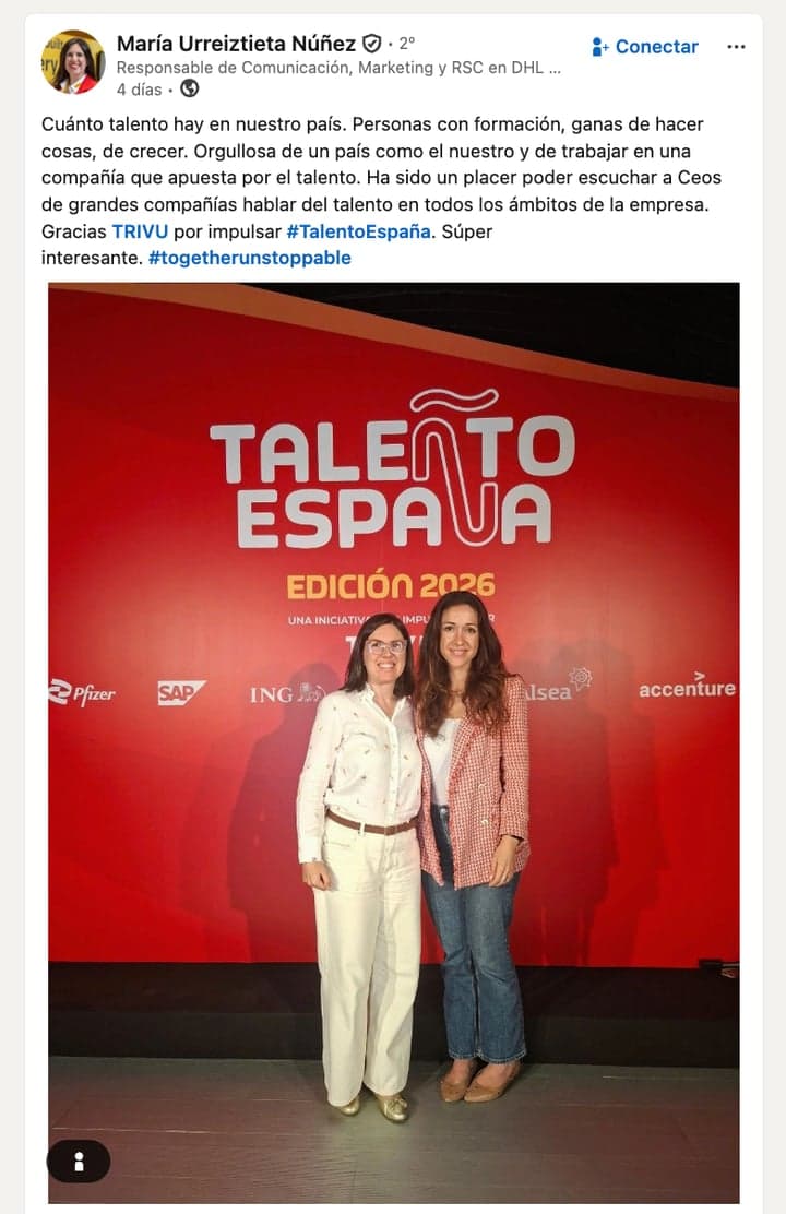 Publicación de la comunidad sobre TALEÑTO España en LinkedIn