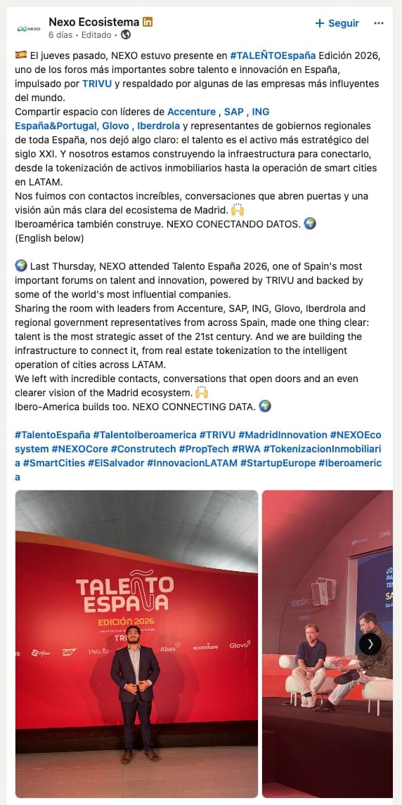 Publicación de la comunidad sobre TALEÑTO España en LinkedIn