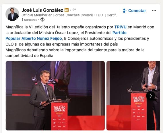 Publicación de la comunidad sobre TALEÑTO España en LinkedIn